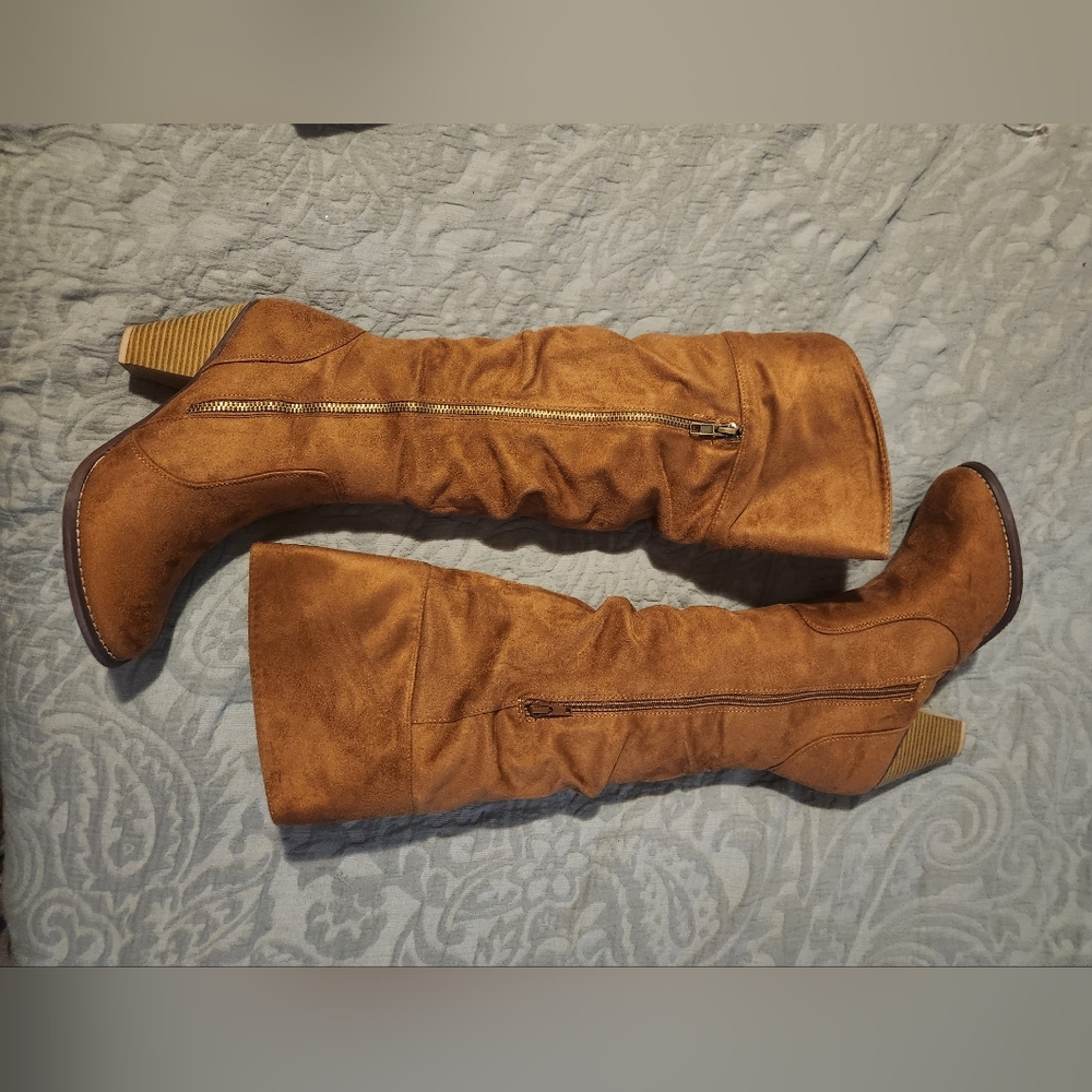 JustFab ' Marigold' Brown Over the Knee Boots with Slouchy Suede